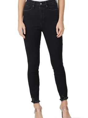 Good American Good Curve Skinny Jeans Chewed Hem — Black — Size 0/25